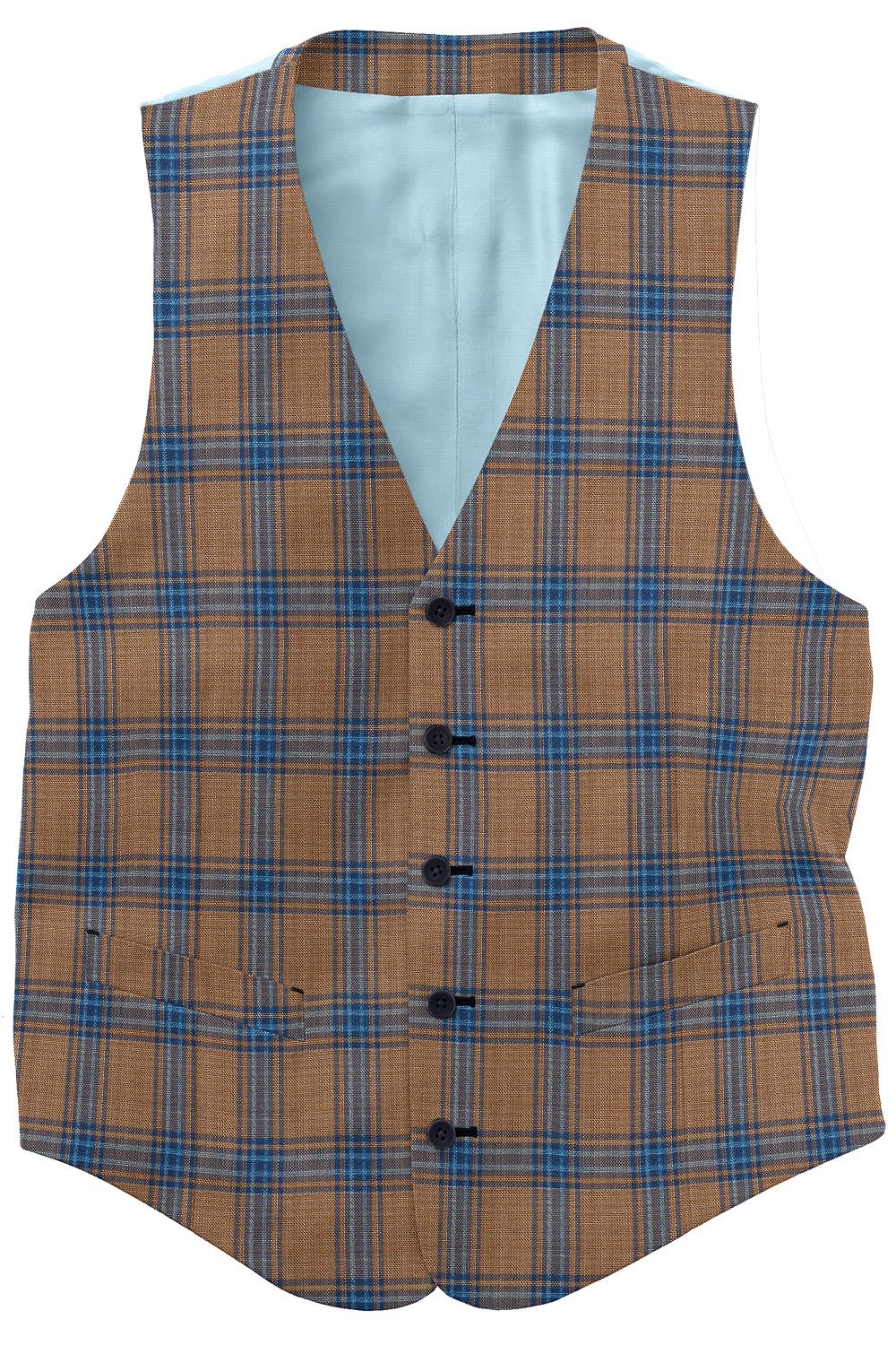 C6-3858382-CV C6-3858382 Chestnut Brown Blue Plaid