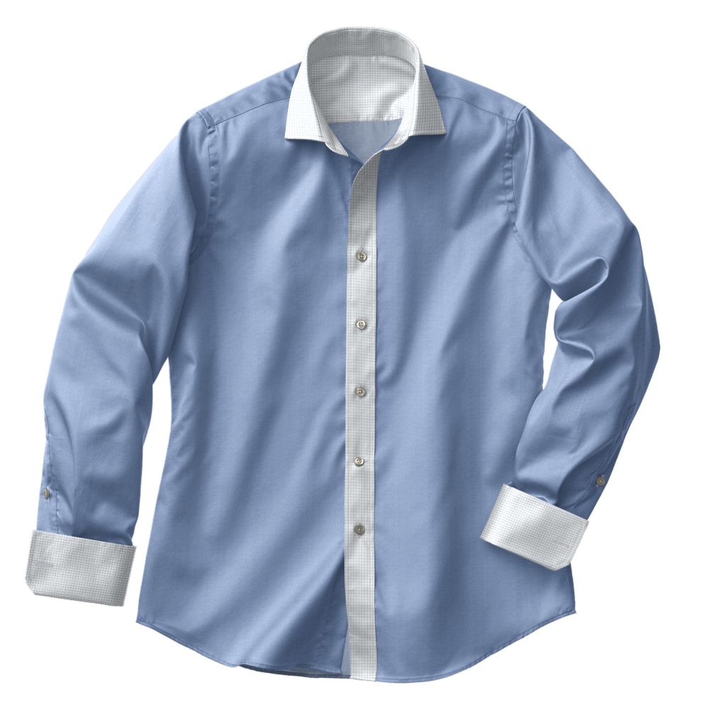 TR-3756580-CSHT TR-3756580 Lt Blue Check Dobby