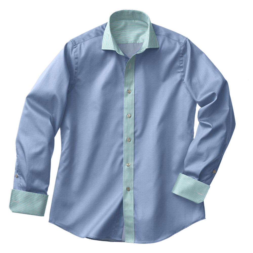 TR-3756601-CSHT TR-3756601 Lt Blue/ Green Graph Check Twill