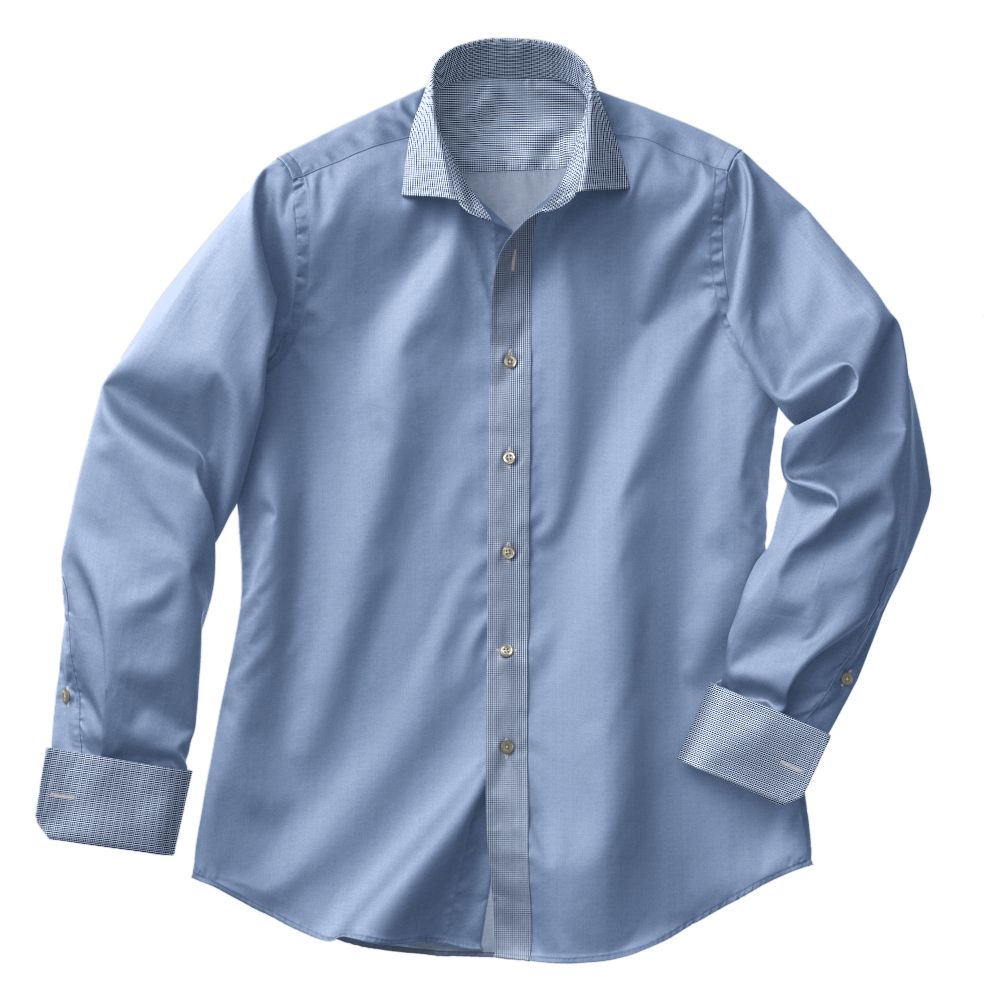 TR-3756634-CSHT TR-3756634 Lt Blue/Navy Check Twill