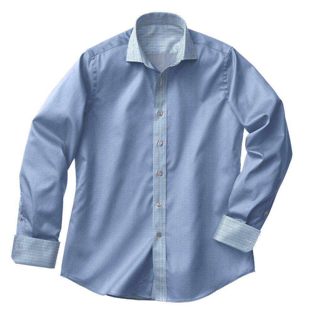TR-3756639-CSHT TR-3756639 Blue/Navy Check Twill